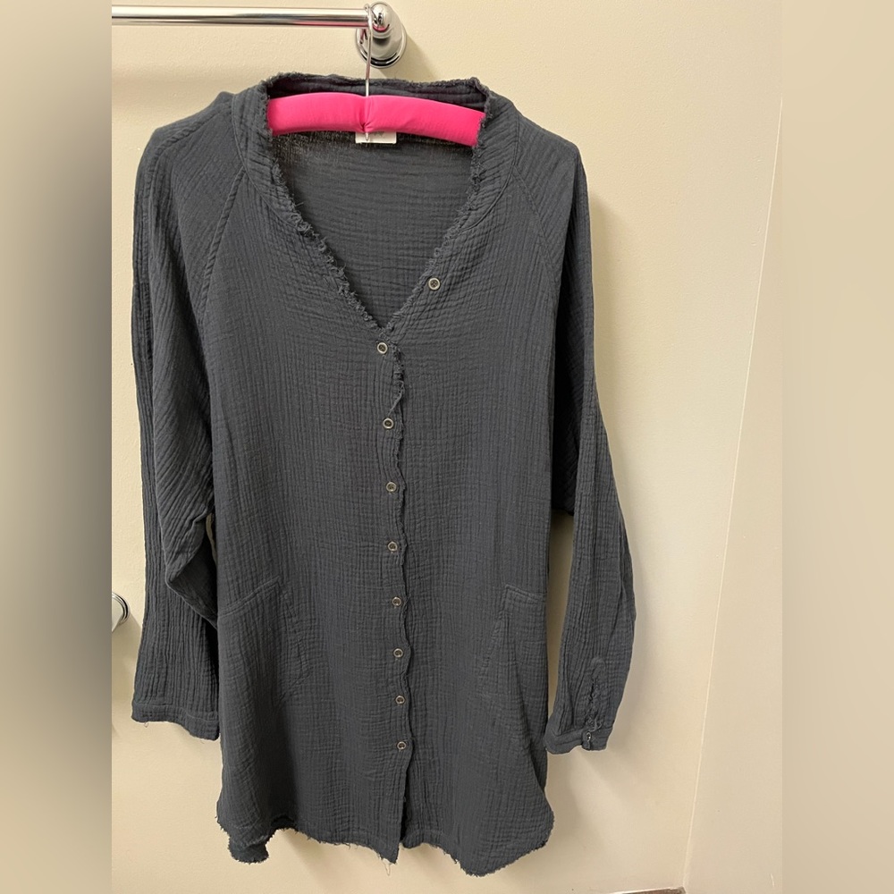Long Sleeve Cotton Dress with Pockets. Size Small.